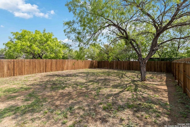view of yard featuring a fenced backyard