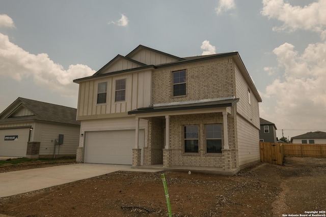 1542 Silver Run, New Braunfels, TX 78130 - craftsman inspired home featuring board and batten siding, a garage, driveway, and brick siding