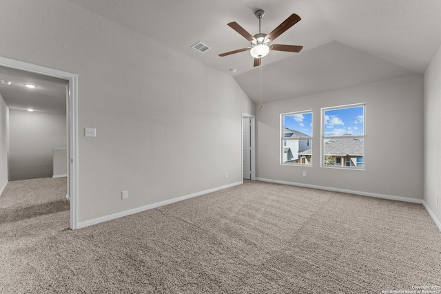 1542 Silver Run, New Braunfels, TX 78130 - carpeted spare room featuring ceiling fan, lofted ceiling, and baseboards