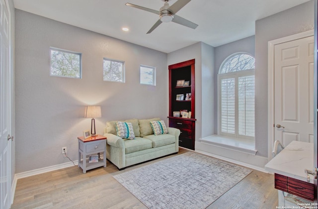 2110 Winding Vw, San Antonio, TX 78260 - interior space with recessed lighting, baseboards, light wood finished floors, and ceiling fan