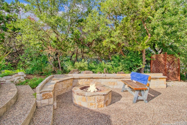 2110 Winding Vw, San Antonio, TX 78260 - view of patio / terrace with a fire pit