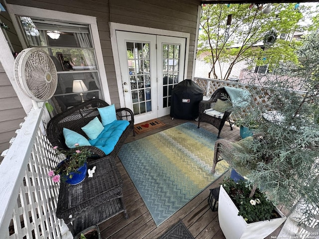 3401 Sugarhill, San Antonio, TX 78230 - exterior space with a grill, a balcony, and french doors