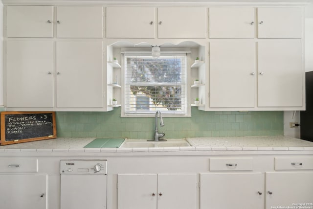2334 W Huisache, San Antonio, TX 78201 - kitchen featuring white cabinetry, a sink, and open shelves