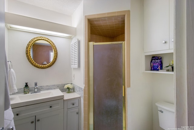 3422 William Penn Dr, San Antonio, TX 78230 - bathroom with a stall shower, toilet, and vanity