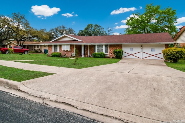 3422 William Penn Dr, San Antonio, TX 78230 - ranch-style house featuring a front lawn, a garage, brick siding, and concrete driveway