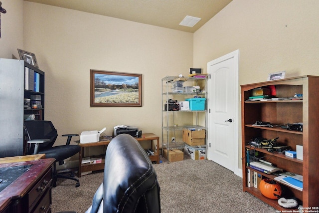 view of carpeted office space