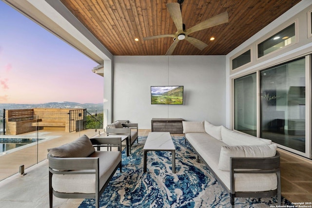 6743 Bella Colina, San Antonio, TX 78256 - view of patio / terrace featuring a ceiling fan and an outdoor hangout area