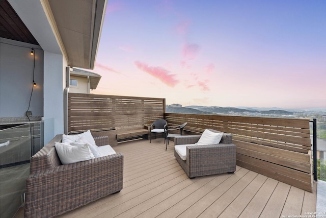 6743 Bella Colina, San Antonio, TX 78256 - deck at dusk featuring a mountain view