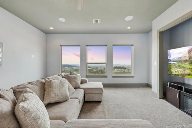 6743 Bella Colina, San Antonio, TX 78256 - carpeted living area with baseboards, visible vents, and recessed lighting