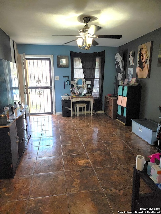 4831 Hemphill Dr, San Antonio, TX 78228 - interior space with tile patterned flooring and a ceiling fan