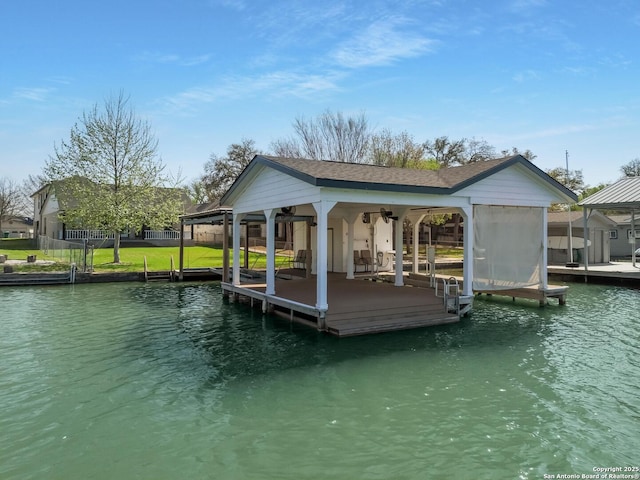 411 W Greenbriar Dr, Granite Shoals, TX 78654 - dock area with a water view and boat lift