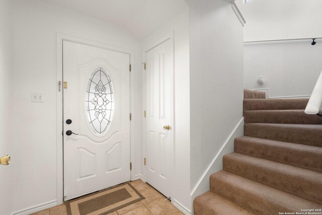 411 W Greenbriar Dr, Granite Shoals, TX 78654 - entrance foyer featuring stairway and light tile patterned floors