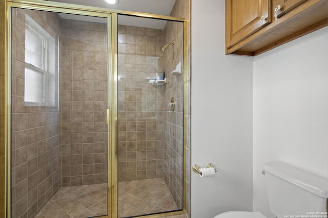 411 W Greenbriar Dr, Granite Shoals, TX 78654 - bathroom featuring toilet and a shower stall