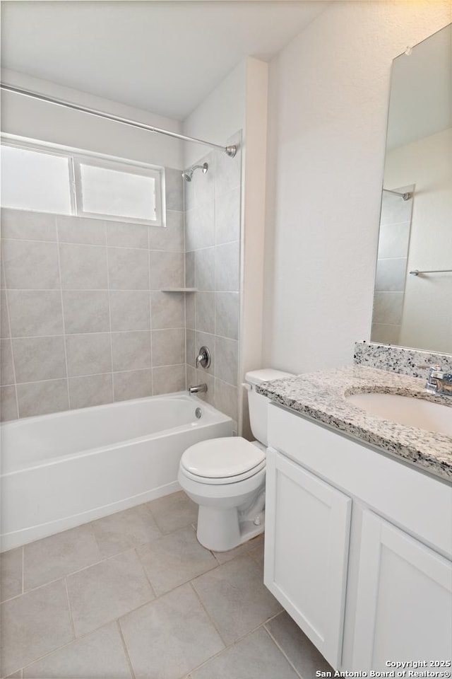 147 Festive Coquette, San Antonio, TX 78253 - bathroom with toilet, tile patterned floors, vanity, and tub / shower combination