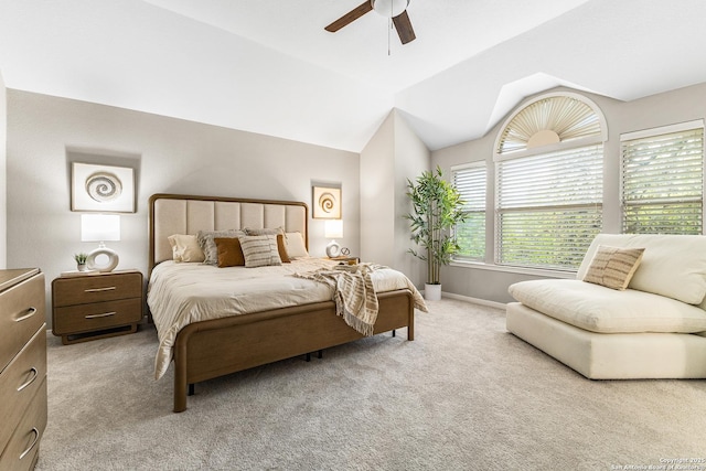 13911 Laurelbrook, San Antonio, TX 78249 - carpeted bedroom featuring baseboards, vaulted ceiling, and ceiling fan