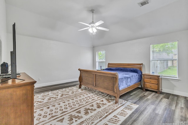24704 Killarney St, Hempstead, TX 77445 - bedroom featuring vaulted ceiling, wood finished floors, visible vents, and baseboards