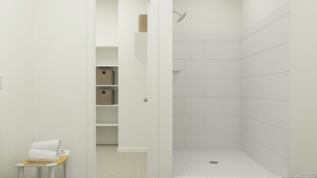 bathroom with a stall shower