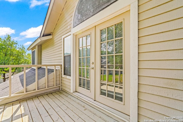 15338 Winter Mist Dr, San Antonio, TX 78247 - wooden terrace with french doors
