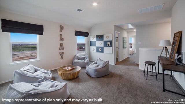 731 Garnier Pass, San Antonio, TX 78221 - living area featuring visible vents, carpet, and a healthy amount of sunlight