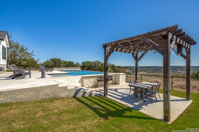 112 Chinkapin, Boerne, TX 78006 - outdoor pool with a pergola, a patio, and a lawn