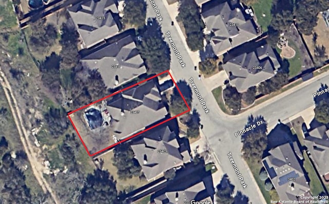 23407 Treemont Park, San Antonio, TX 78261 - aerial view of property's location featuring property parcel outlined