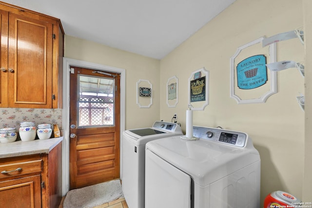 307 Trudell, San Antonio, TX 78213 - clothes washing area featuring cabinet space and washing machine and dryer