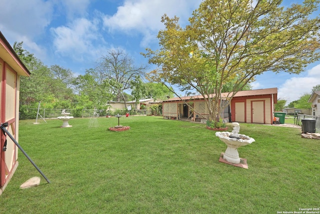 307 Trudell, San Antonio, TX 78213 - view of yard featuring a fenced backyard and an outdoor structure