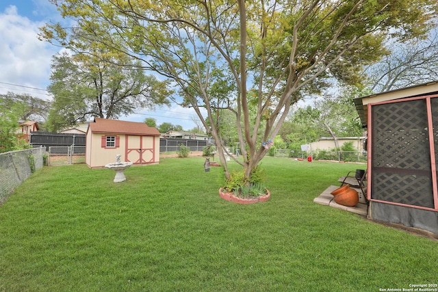 307 Trudell, San Antonio, TX 78213 - view of yard featuring a fenced backyard, an outbuilding, and a storage unit
