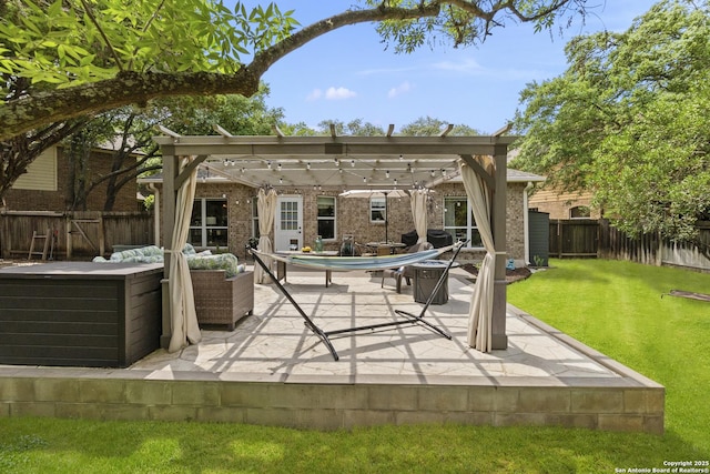 4 Andover Creek Dr, San Antonio, TX 78254 - view of patio featuring a pergola and outdoor lounge area