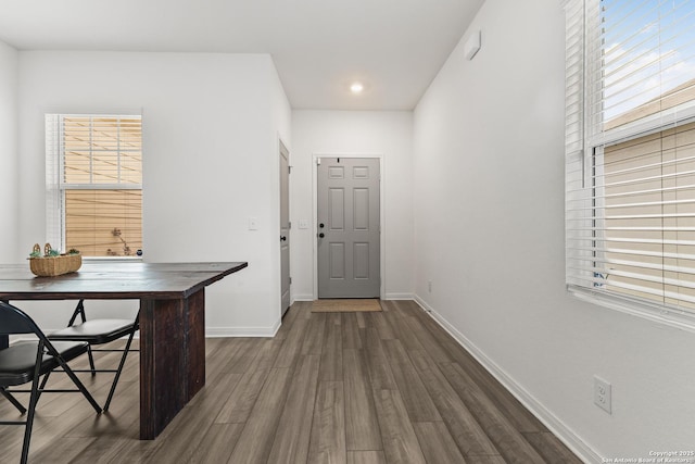 7415 Cheetah Pass, San Antonio, TX 78253 - entrance foyer with baseboards, recessed lighting, and dark wood finished floors
