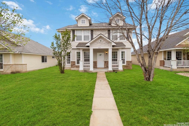 5659 Midcrown Dr, San Antonio, TX 78218 - american foursquare style home featuring a front yard and a porch