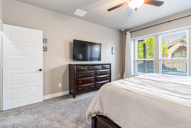500 Pecan Farms, New Braunfels, TX 78130 - carpeted bedroom with visible vents, baseboards, and ceiling fan