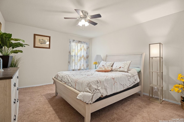 258 Gemsbok Gate, San Antonio, TX 78253 - bedroom featuring light carpet, ceiling fan, and baseboards