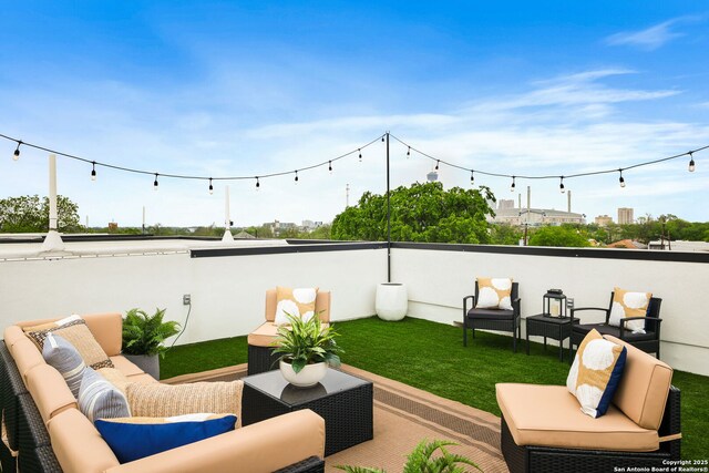 1019 S Hackberry, San Antonio, TX 78210 - view of patio with an outdoor hangout area and a balcony