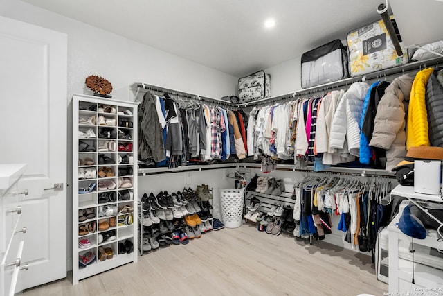 walk in closet featuring wood finished floors