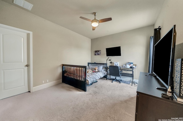 11347 Phoebe Lace, San Antonio, TX 78253 - carpeted bedroom with visible vents, baseboards, and ceiling fan