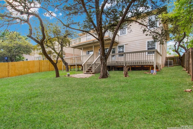 4118 Knollbluff, San Antonio, TX 78247 - rear view of property featuring a deck, central air condition unit, and stairs