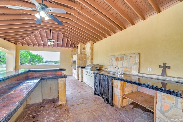 12022 Del Rio Run, San Antonio, TX 78245 - view of patio featuring a ceiling fan, a sink, an outdoor kitchen, and area for grilling