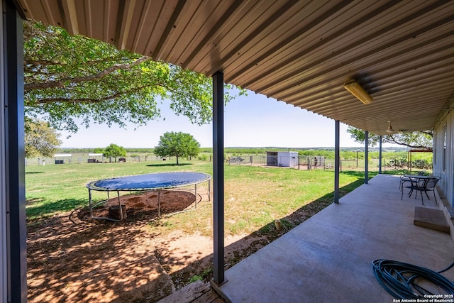 view of patio / terrace with a trampoline