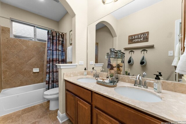 14047 Pikesdale, San Antonio, TX 78253 - full bath featuring double vanity, shower / tub combo, a sink, and toilet