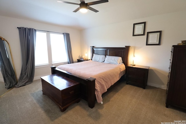5544 Jewel, San Antonio, TX 78266 - bedroom featuring baseboards, ceiling fan, and light colored carpet