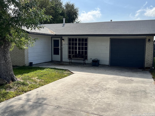 5874 Castle Hunt, San Antonio, TX 78218 - ranch-style house featuring brick siding, driveway, a garage, and roof with shingles