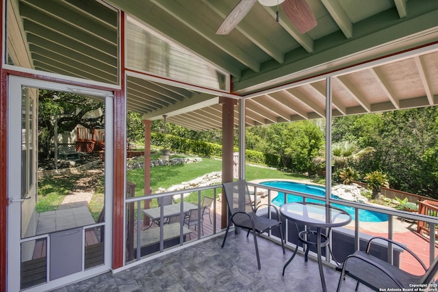 view of patio featuring a fenced in pool