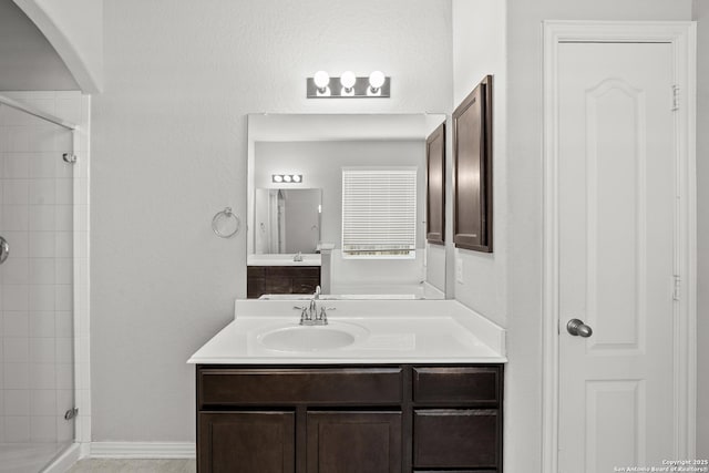 7635 Mission Smt, Boerne, TX 78015 - bathroom with vanity and a stall shower