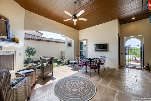 22522 Estacado, San Antonio, TX 78261 - view of patio / terrace with a ceiling fan, outdoor dining area, and an outdoor hangout area