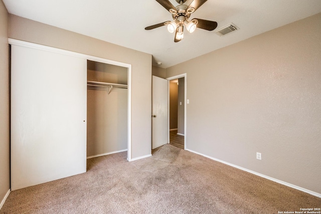 6611 Millrock, Live Oak, TX 78233 - unfurnished bedroom with carpet, visible vents, a closet, and baseboards