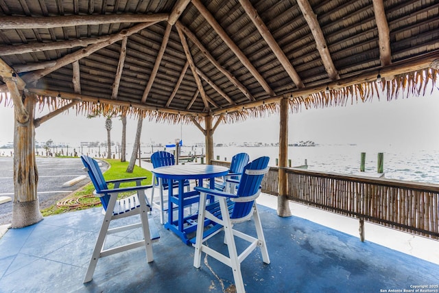 71 W Nassau Unit 302, Rockport, TX 78382 - view of patio / terrace featuring a water view and a gazebo