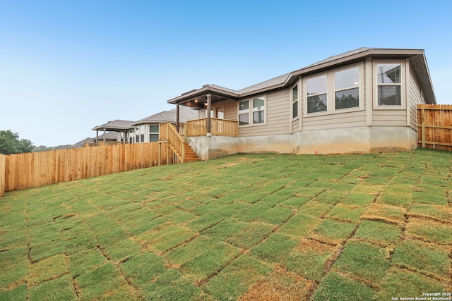 17110 Autry Fls, San Antonio, TX 78247 - back of property with a fenced backyard and stairway