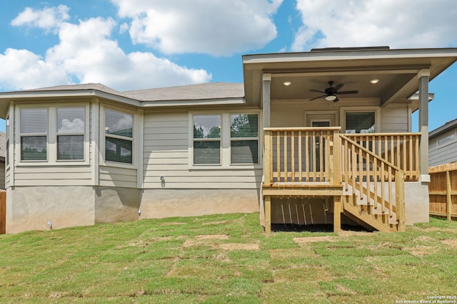 17110 Autry Fls, San Antonio, TX 78247 - rear view of house featuring a ceiling fan and stairway