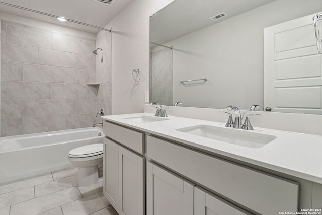 11534 Cottage Pt, San Antonio, TX 78254 - full bathroom with double vanity, shower / bath combination, and tile patterned floors